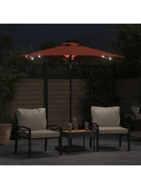Zahradní slunečník s led a ocelovou tyčí terakota 225x225x212cm