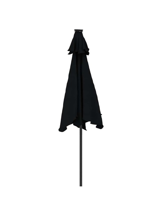 Zahradní slunečník s led a ocelovou tyčí černý 225x225x212 cm