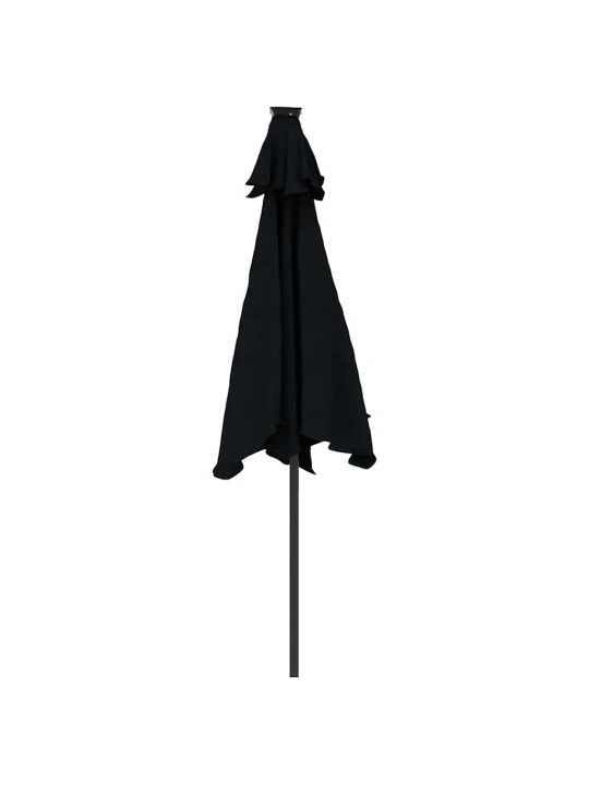 Zahradní slunečník s led a ocelovou tyčí černý 225x225x212 cm