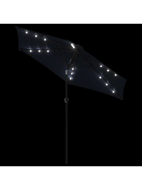 Zahradní slunečník s led a ocelovou tyčí černý 225x225x212 cm