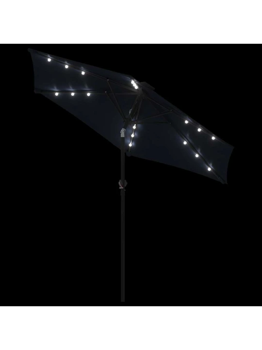 Zahradní slunečník s led a ocelovou tyčí černý 225x225x212 cm