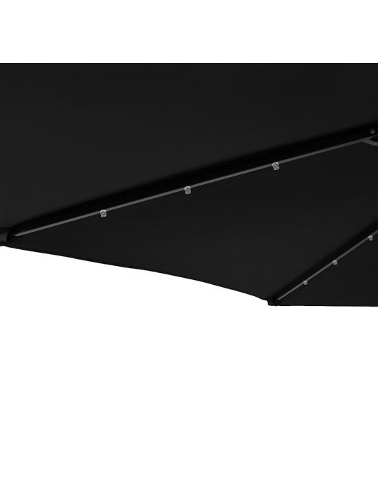 Zahradní slunečník s led a ocelovou tyčí černý 225x225x212 cm