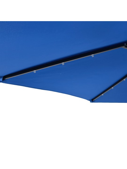 Zahradní slunečník s led a ocelovou tyčí azurový 225x225x212 cm