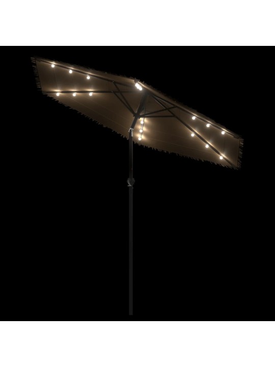 Zahradní slunečník s LED a ocelovou tyčí hnědý 223x223x213 cm