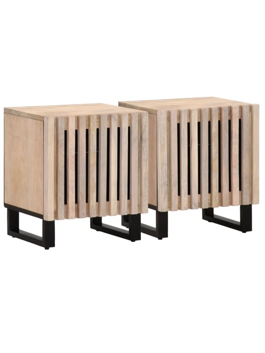 Noční stolky 2 ks 40x34x46 cm masivní bělené mangovníkové dřevo
