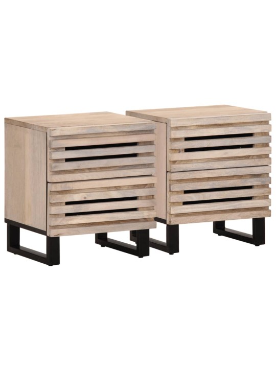 Noční stolky 2 ks 40x34x46 cm masivní bělené mangovníkové dřevo