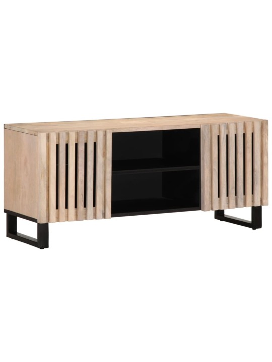 TV skříňka bílá 105 x 34 x 46 cm masivní mangovníkové dřevo