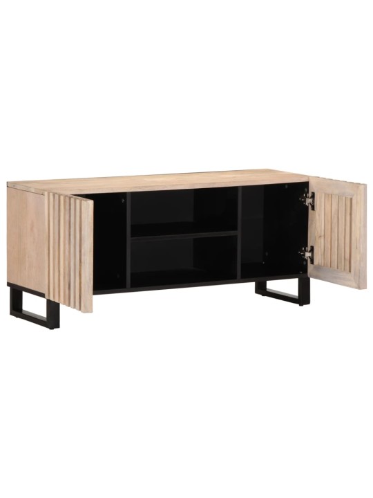 TV skříňka bílá 105 x 34 x 46 cm masivní mangovníkové dřevo