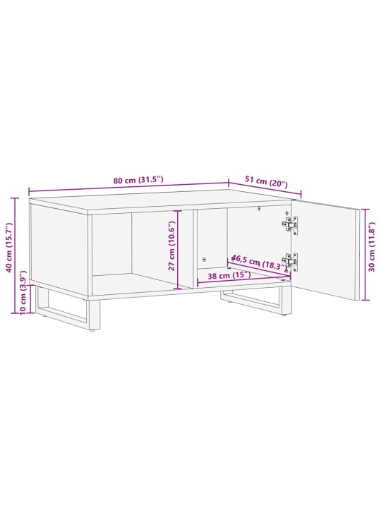 Konferenční stolek bílý 80x51x40 cm masivní mangovníkové dřevo