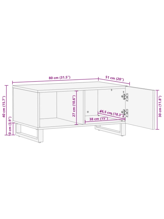Konferenční stolek 80 x 51 x 40 cm masivní akáciové dřevo