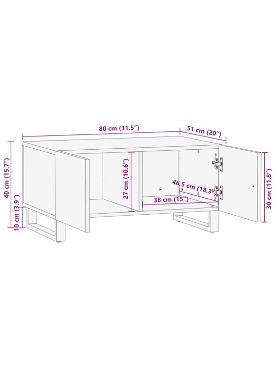 Konferenční stolek 80 x 51 x 40 cm masivní akáciové dřevo