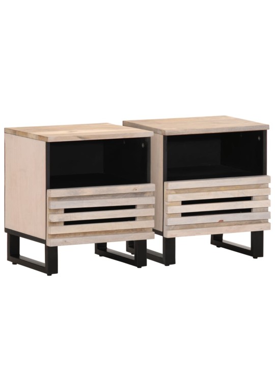 Noční stolky 2 ks 40x34x46 cm masivní bělené mangovníkové dřevo