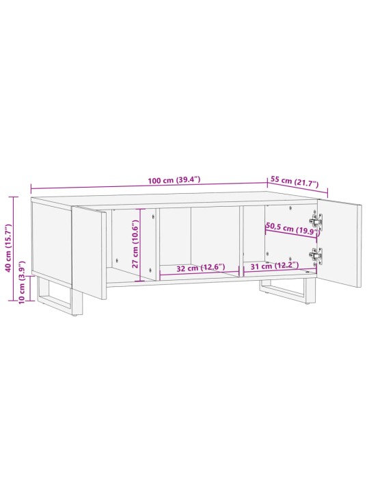 Konferenční stolek 100 x 55 x 40 cm masivní akáciové dřevo