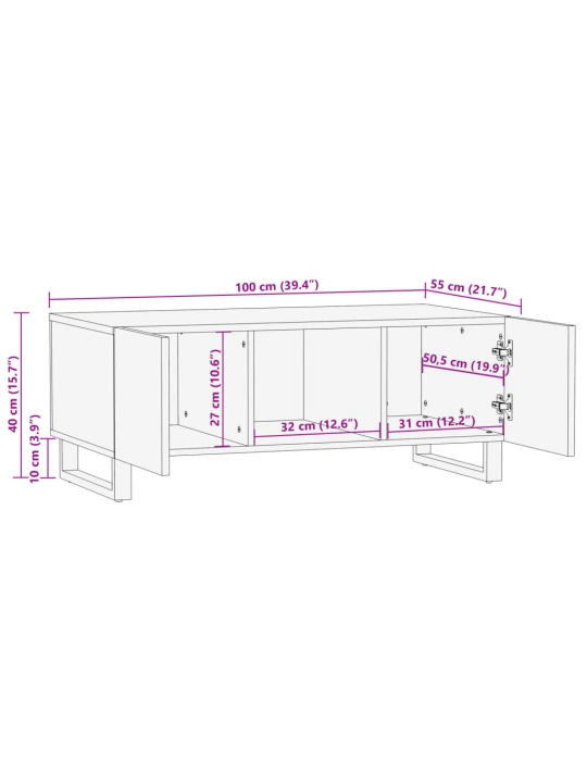 Konferenční stolek 100 x 55 x 40 cm masivní akáciové dřevo