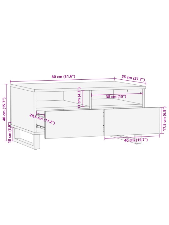 Konferenční stolek hnědý 80x55x40 cm masivní mangovníkové dřevo