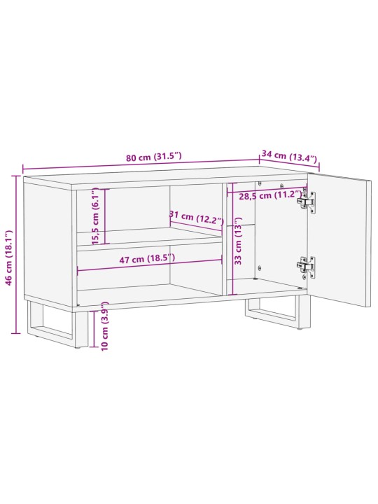 TV skříňka 80 x 34 x 46 cm masivní akáciové dřevo