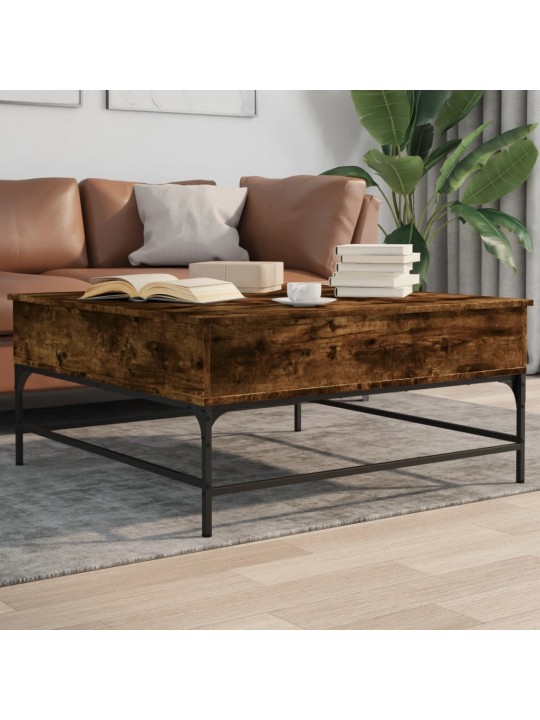 Konferenční stolek kouřový dub 95 x 95 x 45 cm kompozit a kov