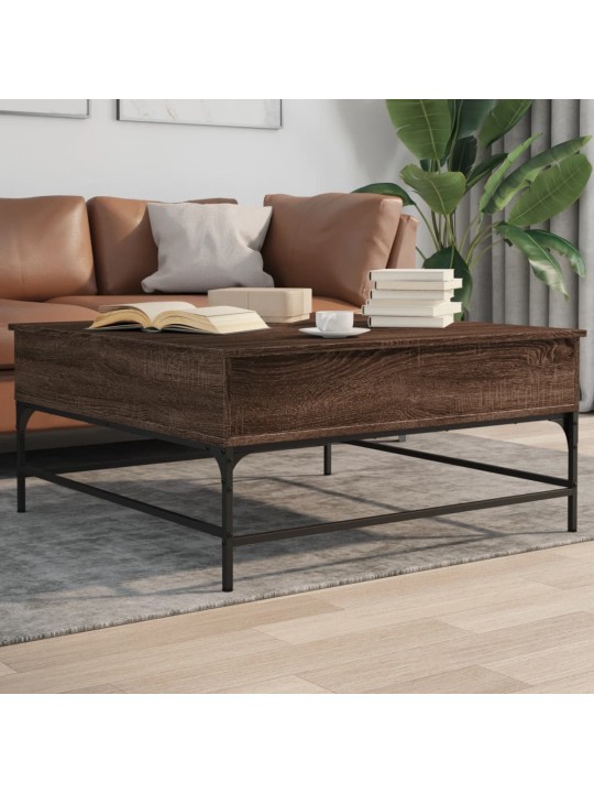 Konferenční stolek hnědý dub 95x95x45 cm kompozitní dřevo a kov