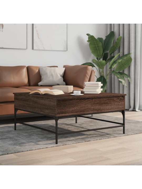 Konferenční stolek hnědý dub 95x95x45 cm kompozitní dřevo a kov
