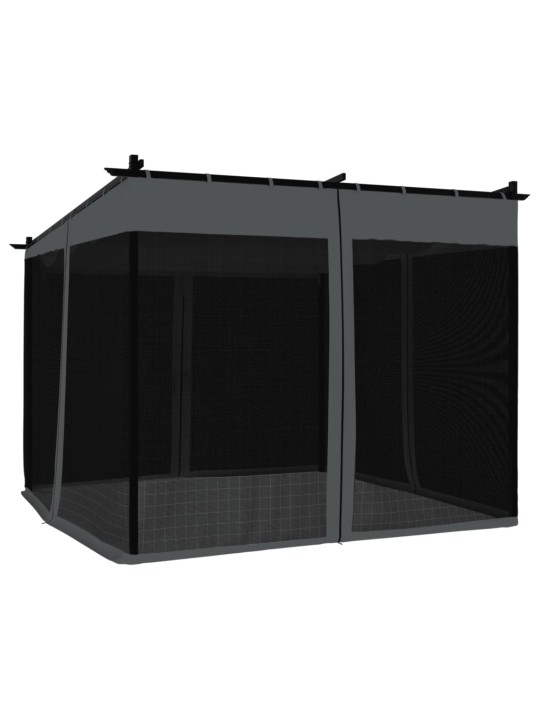 Altán se síťovanými stěnami antracitový 3 x 3 m ocel