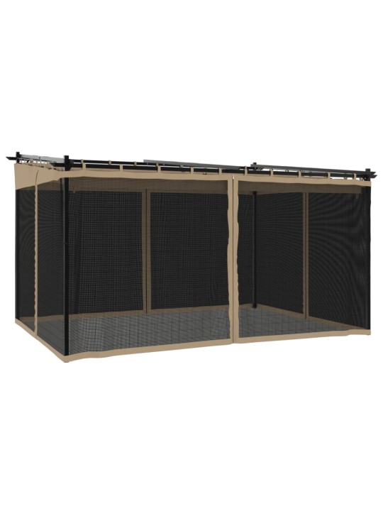 Altán se síťovanými stěnami taupe 4 x 3 m ocel