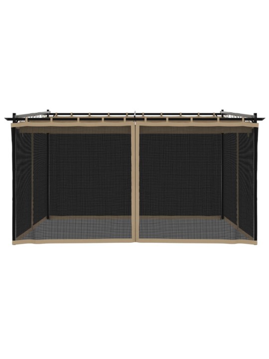 Altán se síťovanými stěnami taupe 4 x 3 m ocel