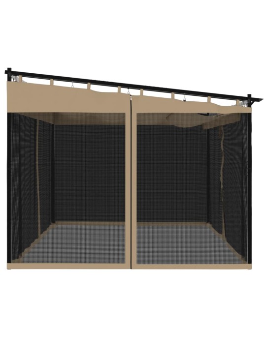 Altán se síťovanými stěnami taupe 4 x 3 m ocel