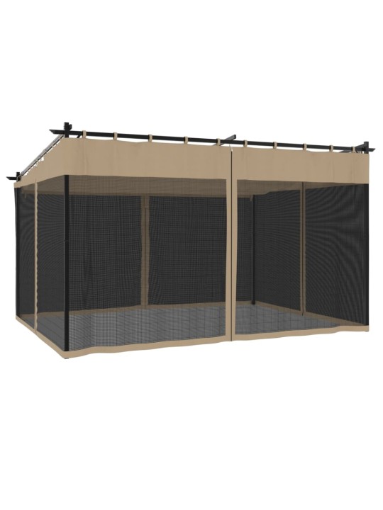 Altán se síťovanými stěnami taupe 4 x 3 m ocel