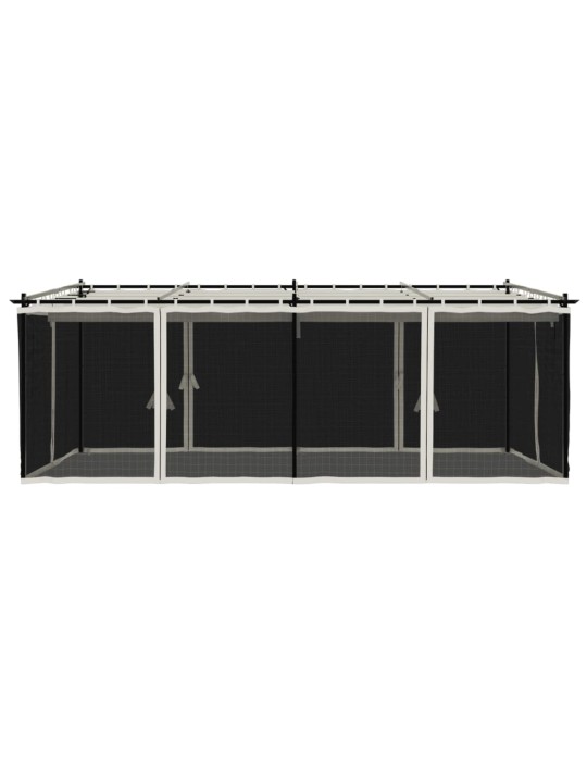 Altán se síťovanými stěnami krémový 6 x 3 m ocel