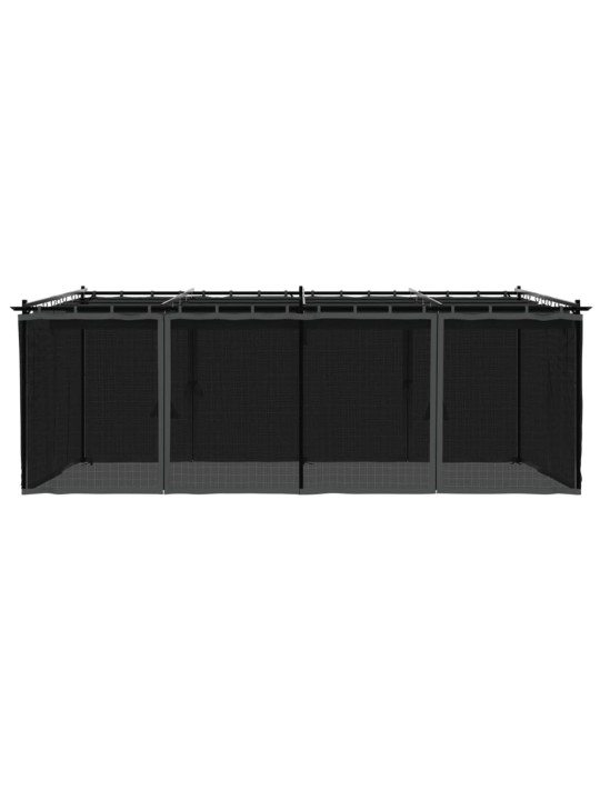 Altán se síťovanými stěnami antracitový 6 x 3 m ocel