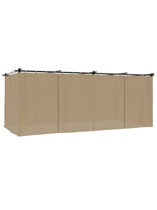 Altán se závěsy taupe 6 x 3 m ocel