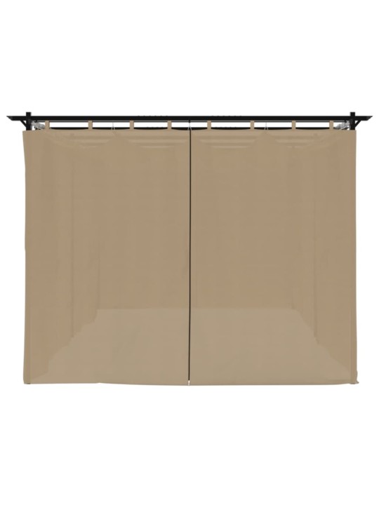 Altán se závěsy taupe 6 x 3 m ocel