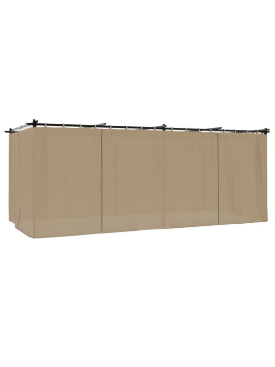 Altán se závěsy taupe 6 x 3 m ocel
