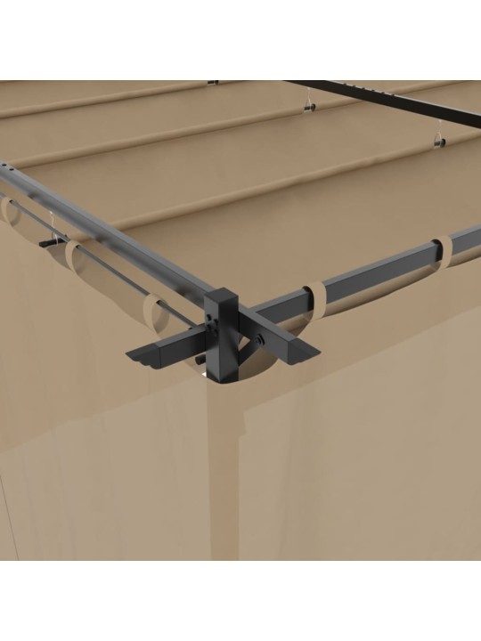 Altán se závěsy taupe 6 x 3 m ocel