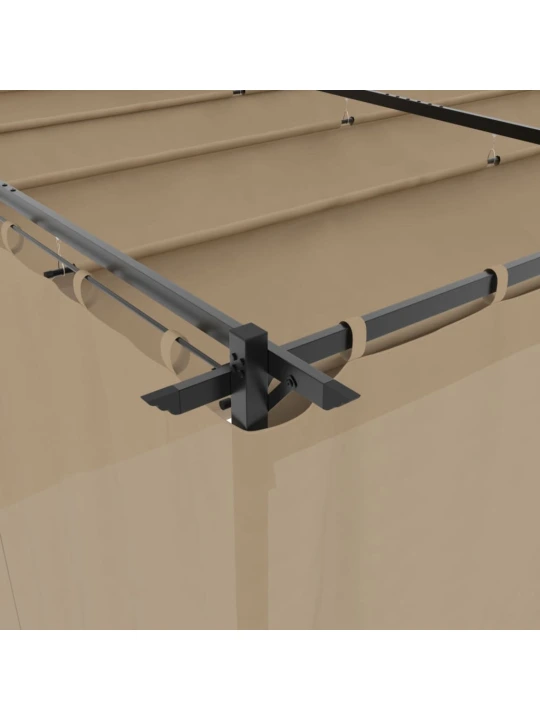 Altán se závěsy taupe 6 x 3 m ocel