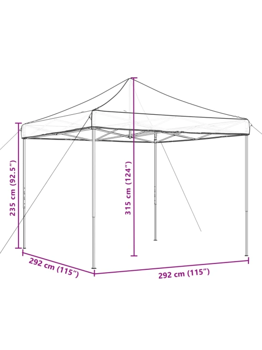 Skládací party stan pop-up černý 292 x 292 x 315 cm