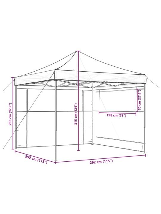 Skládací party stan pop-up se 2 bočními stěnami oranžový
