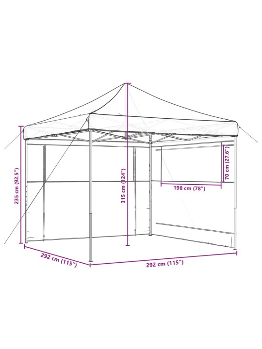 Skládací party stan pop-up se 2 bočními stěnami vínový