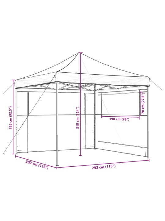 Skládací party stan pop-up se 2 bočními stěnami hnědý