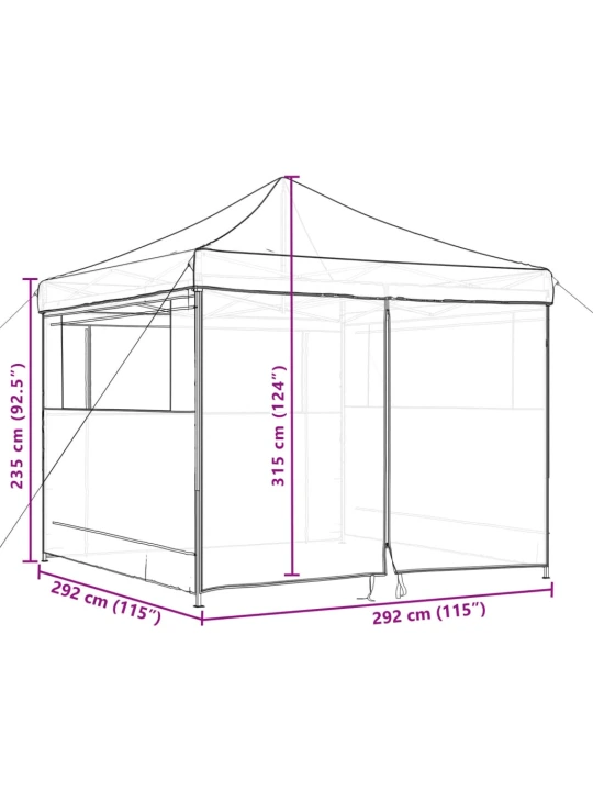 Skládací party stan pop-up se 4 bočními stěnami oranžový