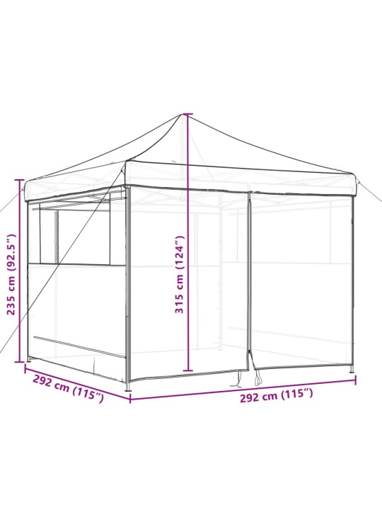 Skládací party stan pop-up se 4 bočními stěnami hnědý