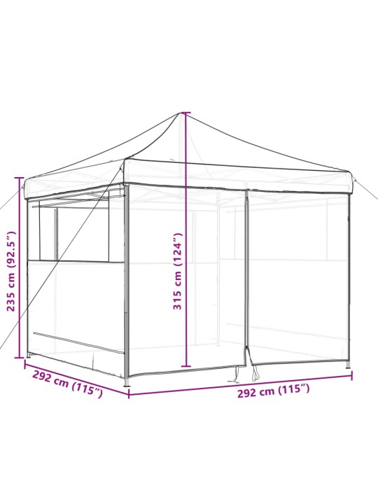Skládací party stan pop-up se 4 bočními stěnami terakota