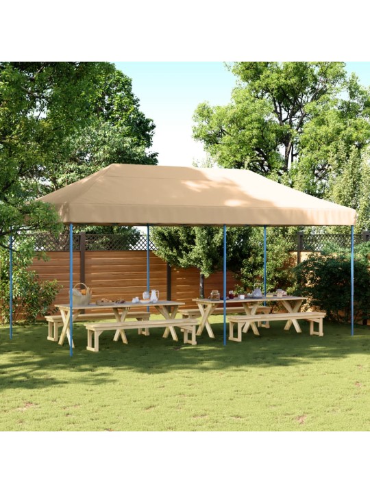 Skládací party stan pop-up béžový 580 x 292 x 315 cm