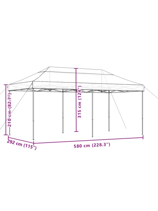 Skládací party stan pop-up hnědý 580 x 292 x 315 cm