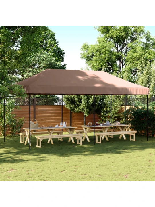 Skládací party stan pop-up hnědý 580 x 292 x 315 cm