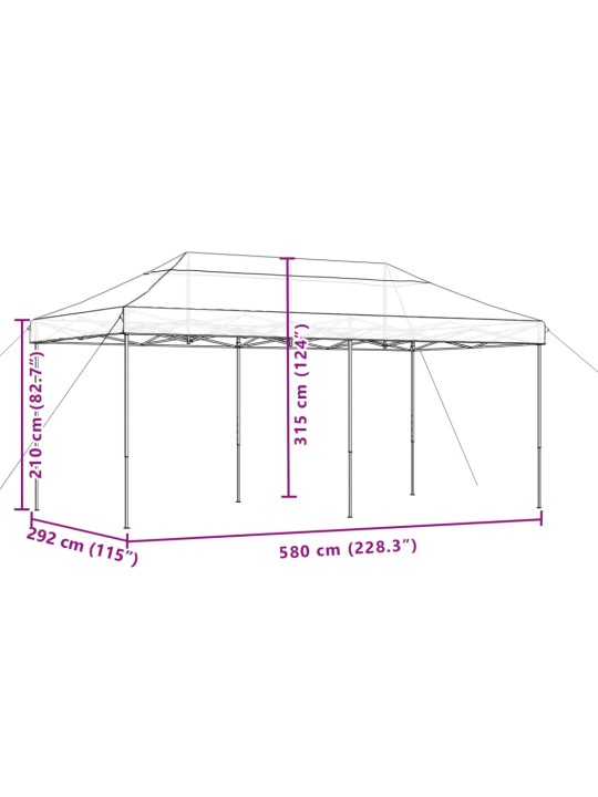 Skládací party stan pop-up terakota 580 x 292 x 315 cm