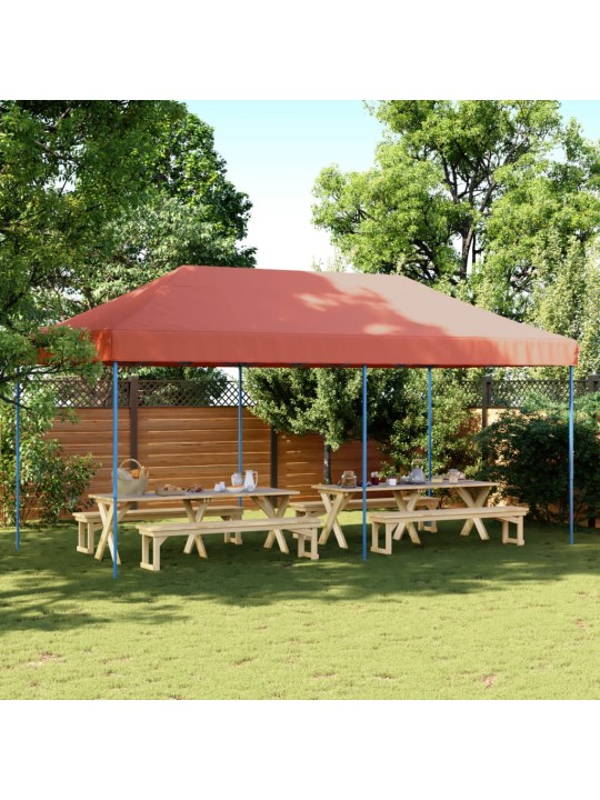 Skládací party stan pop-up terakota 580 x 292 x 315 cm