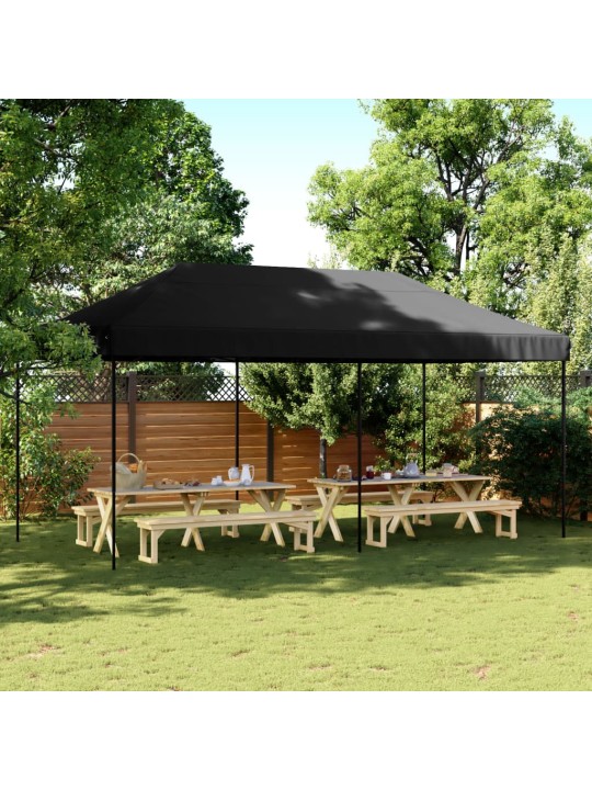 Skládací party stan pop-up černý 580 x 292 x 315 cm