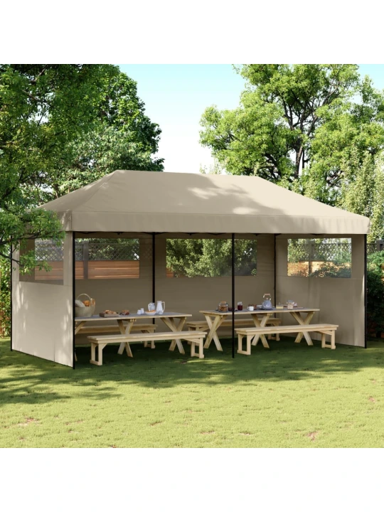 Skládací party stan pop-up se 3 bočními stěnami taupe