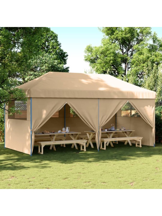 Skládací party stan pop-up se 4 bočními stěnami béžový
